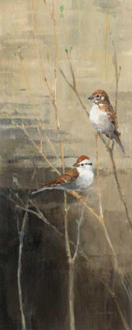 Sparrows at Dusk II White Modern Wood Framed Art Print with Double Matting by Tillmon, Avery