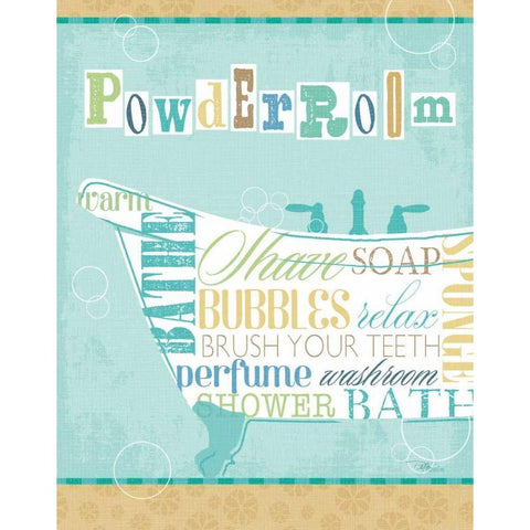 Bathroom Words Tub I Gold Ornate Wood Framed Art Print with Double Matting by Pela Studio