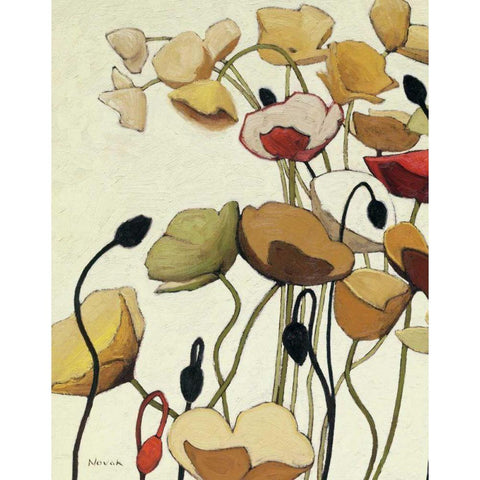Pavots Ondule I Gold Ornate Wood Framed Art Print with Double Matting by Novak, Shirley