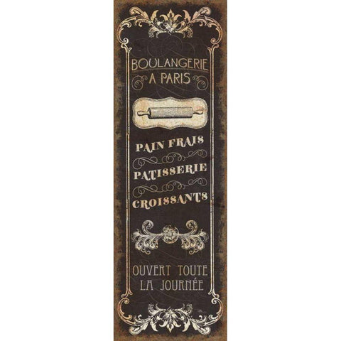 Parisian Signs Panel - I Gold Ornate Wood Framed Art Print with Double Matting by Pela Studio