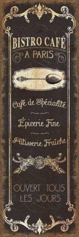 Parisian Signs Panel - II White Modern Wood Framed Art Print with Double Matting by Pela Studio