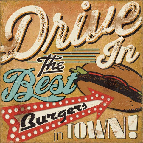 Diners and Drive Ins I Gold Ornate Wood Framed Art Print with Double Matting by Pela Studio