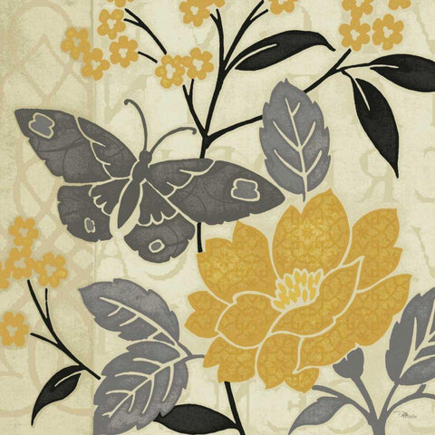 Perfect Petals IV Yellow Black Modern Wood Framed Art Print by Pela Studio