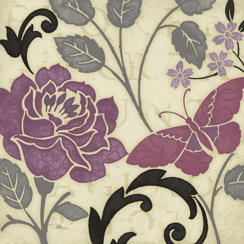 Perfect Petals I Lavender Black Ornate Wood Framed Art Print with Double Matting by Pela Studio