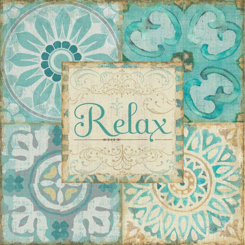 Ocean Tales Tile VI Black Modern Wood Framed Art Print with Double Matting by Pela Studio