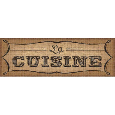 La Cuisine Burlap II White Modern Wood Framed Art Print by Pela Studio