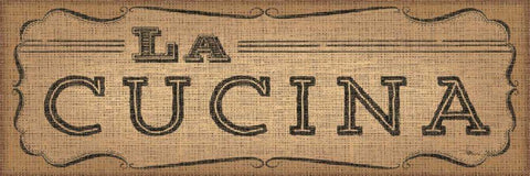 La Cuisine Burlap III Black Ornate Wood Framed Art Print with Double Matting by Pela Studio