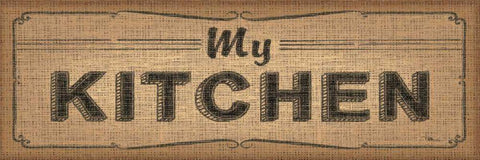 La Cuisine Burlap IV White Modern Wood Framed Art Print with Double Matting by Pela Studio