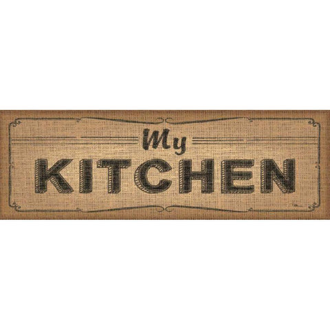 La Cuisine Burlap IV White Modern Wood Framed Art Print by Pela Studio