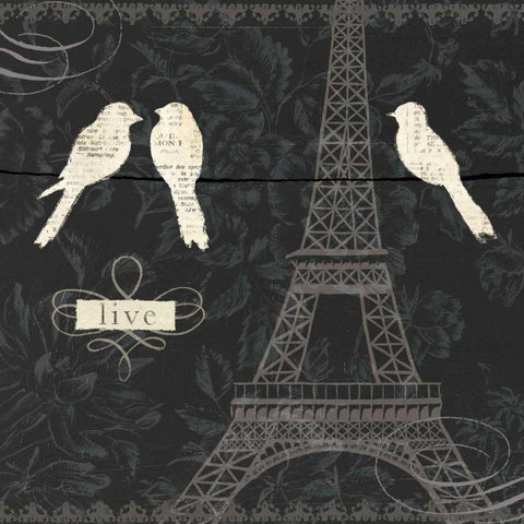 Love Paris I Black Ornate Wood Framed Art Print with Double Matting by Adams, Emily