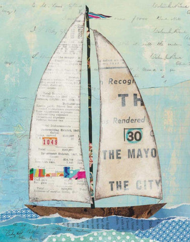 At the Regatta III White Modern Wood Framed Art Print with Double Matting by Prahl, Courtney