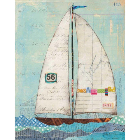 At the Regatta IV Black Modern Wood Framed Art Print with Double Matting by Prahl, Courtney