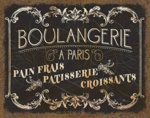 Parisian Signs Black Ornate Wood Framed Art Print with Double Matting by Pela Studio