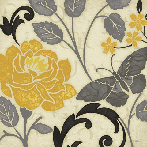 Perfect Petals I Yellow Black Modern Wood Framed Art Print by Pela Studio