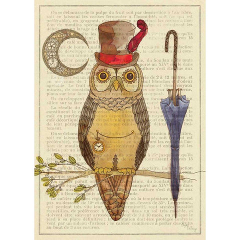 Steampunk Owl I Black Modern Wood Framed Art Print by DeNeige, Elyse