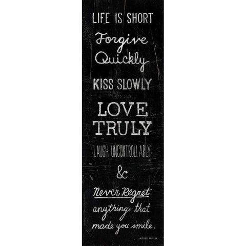 Life is Short Black Modern Wood Framed Art Print by Mullan, Michael