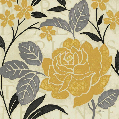 Perfect Petals II Yellow Black Modern Wood Framed Art Print by Pela Studio