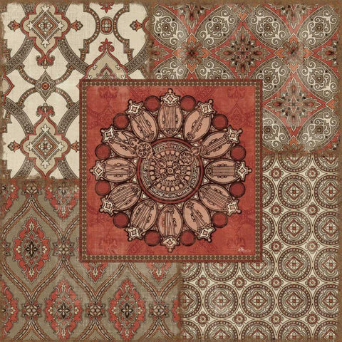 Venetian Patchwork IV Gold Ornate Wood Framed Art Print with Double Matting by Pela Studio