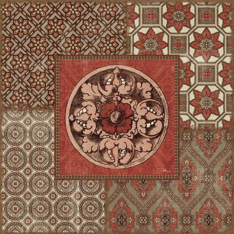 Venetian Patchwork V Gold Ornate Wood Framed Art Print with Double Matting by Pela Studio