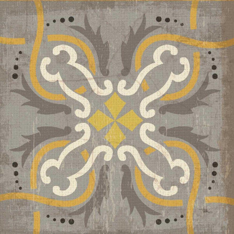 Golden Glow Square XV Black Modern Wood Framed Art Print with Double Matting by Pela Studio