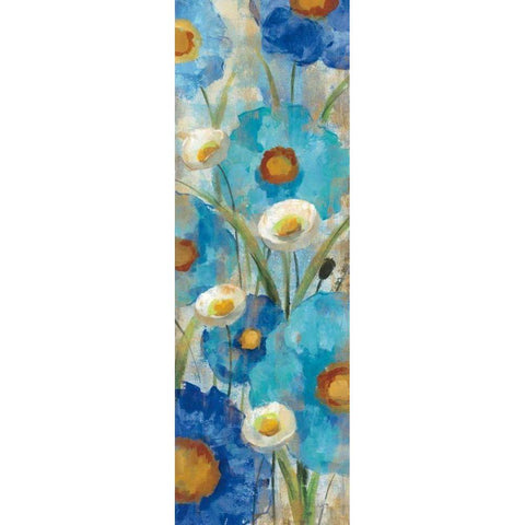 Sunkissed Blue and White Flowers I Black Modern Wood Framed Art Print with Double Matting by Vassileva, Silvia