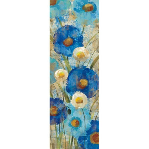 Sunkissed Blue and White Flowers II Black Modern Wood Framed Art Print with Double Matting by Vassileva, Silvia