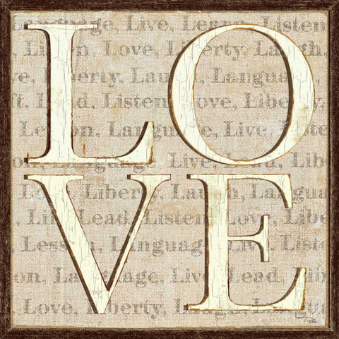 L is for Love Black Ornate Wood Framed Art Print with Double Matting by Pela