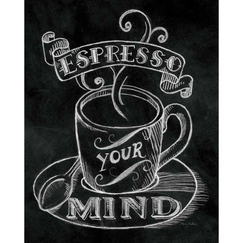 Espresso Your Mind  No Border White Modern Wood Framed Art Print by Urban, Mary