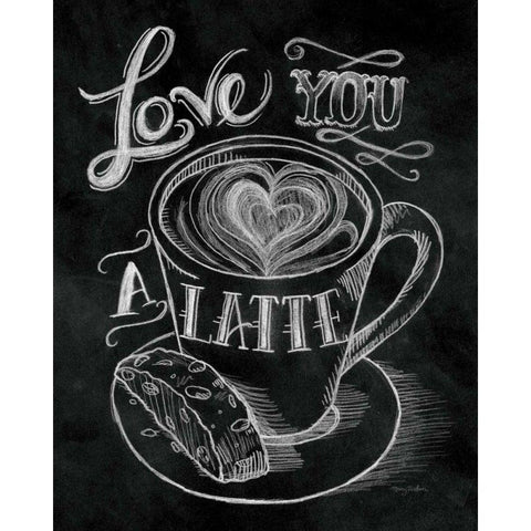 Love You a Latte  No Border Black Modern Wood Framed Art Print with Double Matting by Urban, Mary