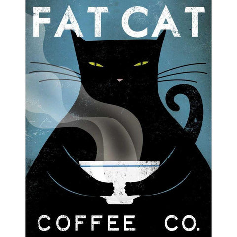 Cat Coffee no City White Modern Wood Framed Art Print by Fowler, Ryan