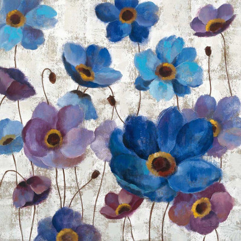 Bold Anemones I Black Modern Wood Framed Art Print with Double Matting by Vassileva, Silvia