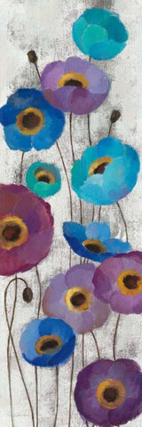 Bold Anemones Panel II White Modern Wood Framed Art Print with Double Matting by Vassileva, Silvia