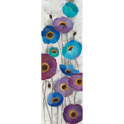 Bold Anemones Panel II Black Modern Wood Framed Art Print with Double Matting by Vassileva, Silvia