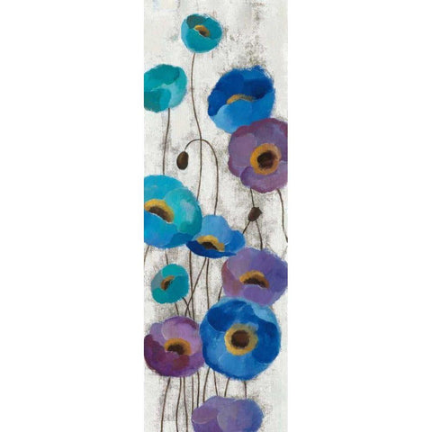 Bold Anemones Panel III Black Modern Wood Framed Art Print by Vassileva, Silvia