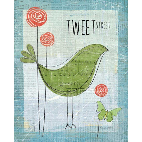 Tweet Street White Modern Wood Framed Art Print by Aldrich, Belinda