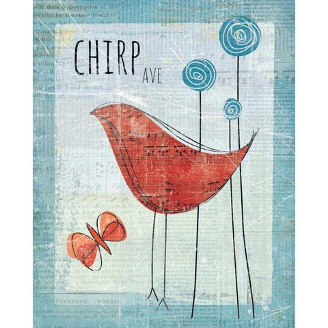 Chirp Ave Black Modern Wood Framed Art Print with Double Matting by Aldrich, Belinda
