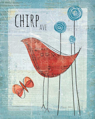 Chirp Ave White Modern Wood Framed Art Print with Double Matting by Aldrich, Belinda