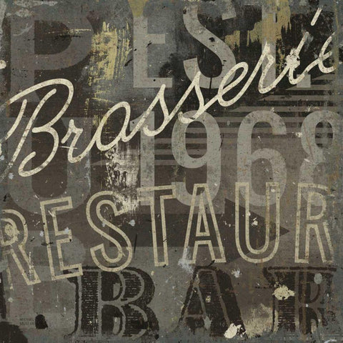 Restaurant Sign I Black Modern Wood Framed Art Print with Double Matting by Mullan, Michael