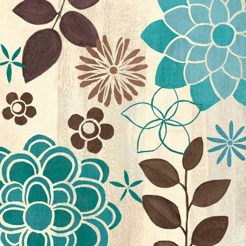 Abstract Garden Blue II Black Modern Wood Framed Art Print by Charron, Veronique