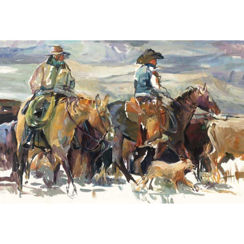 The Roundup Black Modern Wood Framed Art Print with Double Matting by Hageman, Marilyn