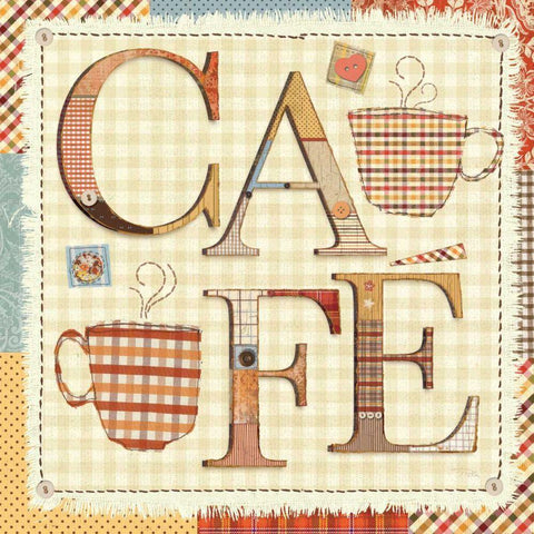 Patchwork Cafe I Gold Ornate Wood Framed Art Print with Double Matting by Pela Studio