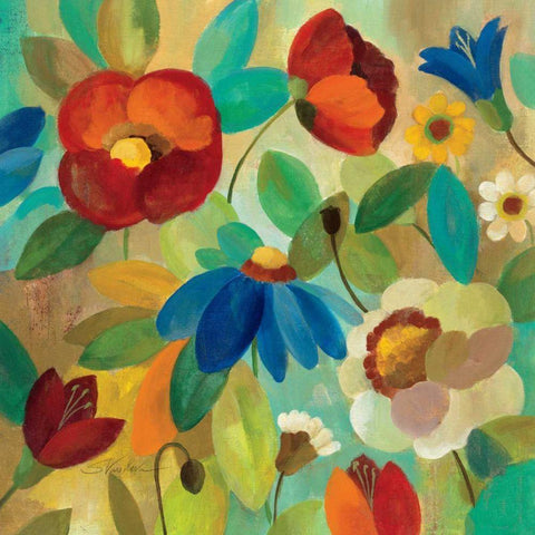 Summer Floral I Gold Ornate Wood Framed Art Print with Double Matting by Vassileva, Silvia