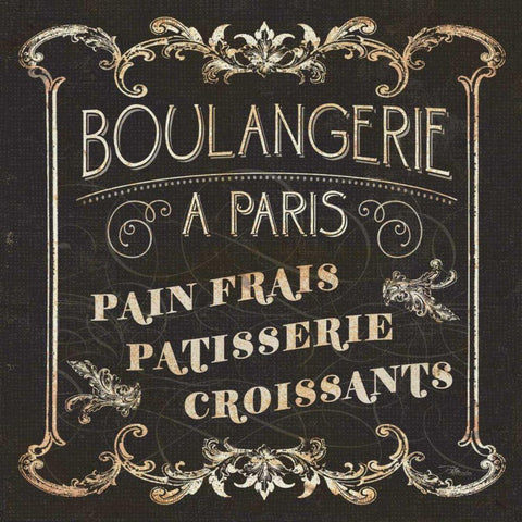 Parisian Signs Square I Black Modern Wood Framed Art Print with Double Matting by Pela Studio