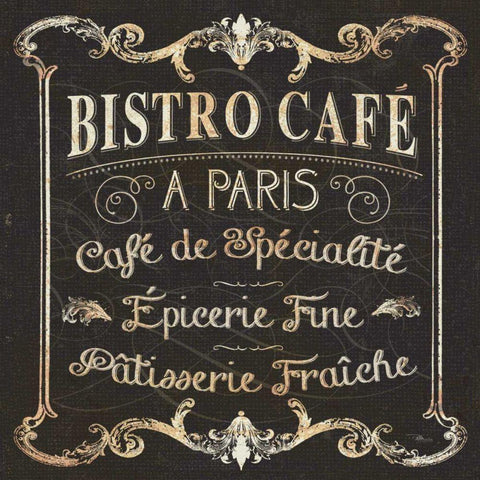 Parisian Signs Square II Black Modern Wood Framed Art Print with Double Matting by Pela Studio