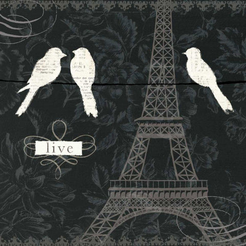 Love Paris I White Modern Wood Framed Art Print with Double Matting by Adams, Emily