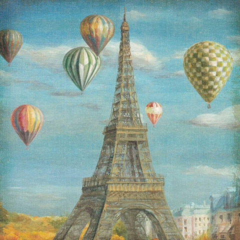 Balloon Festival Black Ornate Wood Framed Art Print with Double Matting by Nai, Danhui