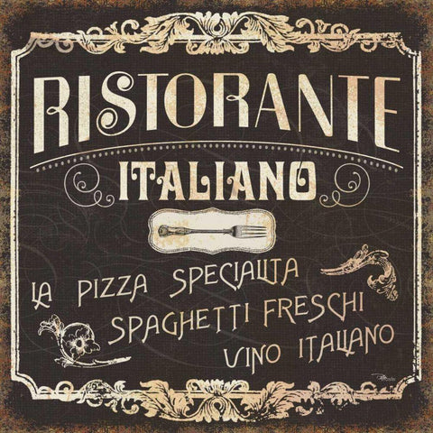 Italian Cuisine I Black Ornate Wood Framed Art Print with Double Matting by Pela Studio