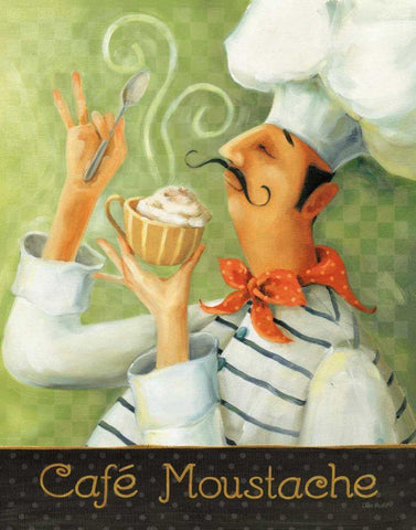 Cafe Moustache II Black Ornate Wood Framed Art Print with Double Matting by Audit, Lisa