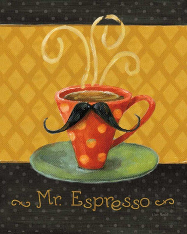 Cafe Moustache III White Modern Wood Framed Art Print with Double Matting by Audit, Lisa