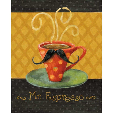Cafe Moustache III Black Modern Wood Framed Art Print with Double Matting by Audit, Lisa